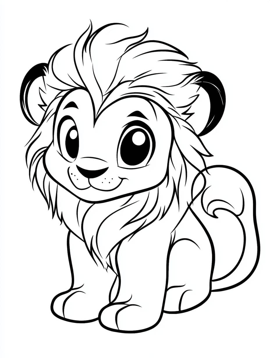 Coloriage Adorable Lion