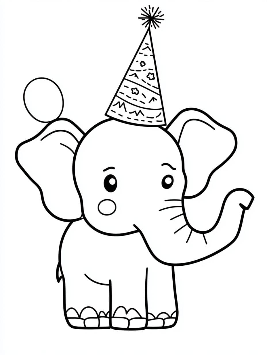 coloriage anniversaire elephant