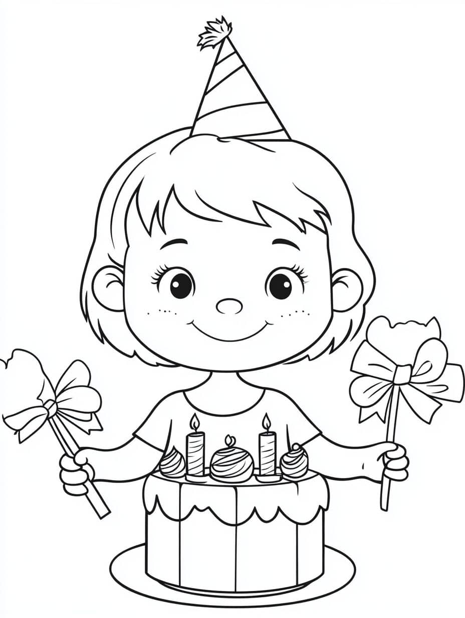 coloriage anniversaire fille