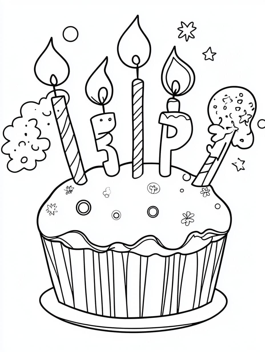 coloriage anniversaire petit gateau et bougies