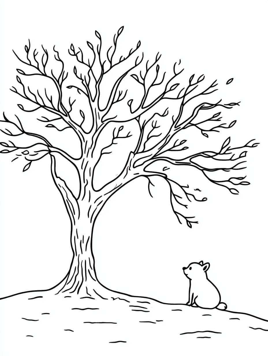 Coloriage Arbre Et Ours