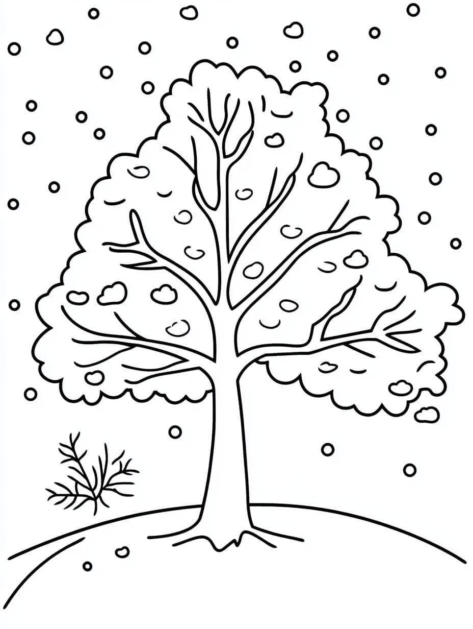 Coloriage Arbre Hiver