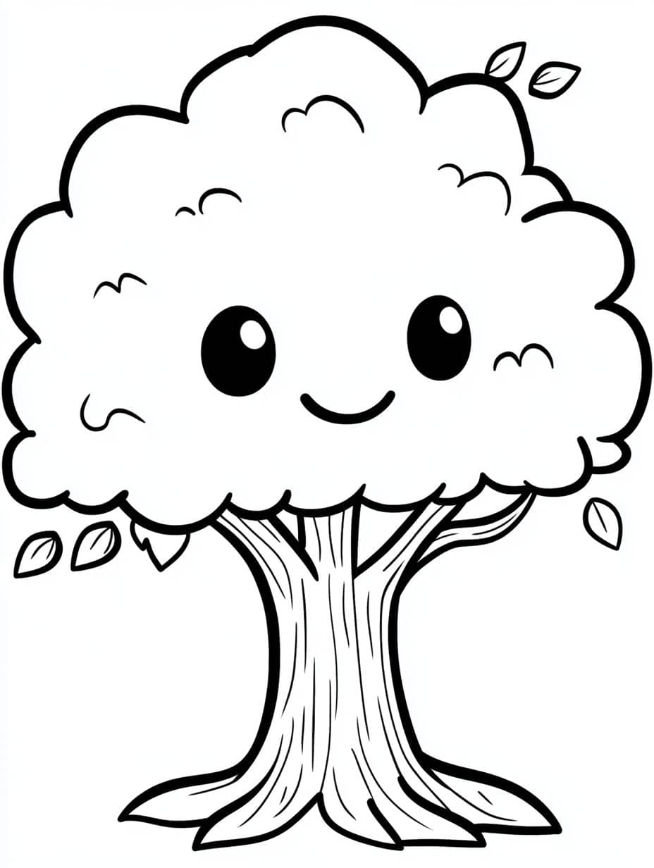 Coloriage Arbre Mignon