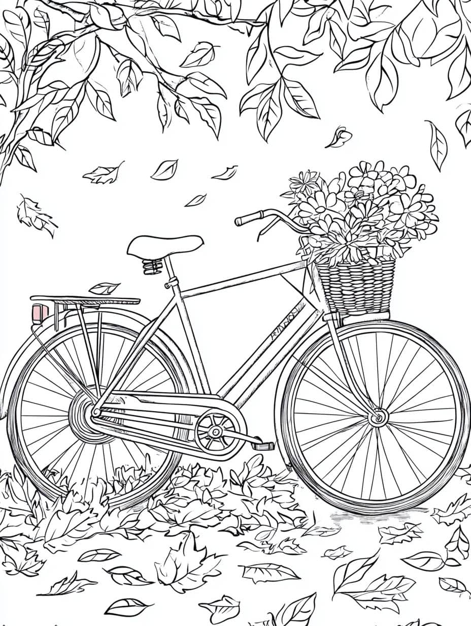 Coloriage Automne Bicyclette