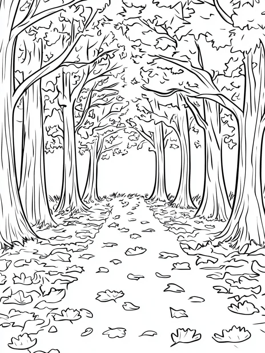 Coloriage Automne Chemin