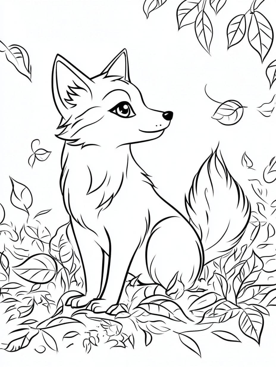 Coloriage Automne Loup