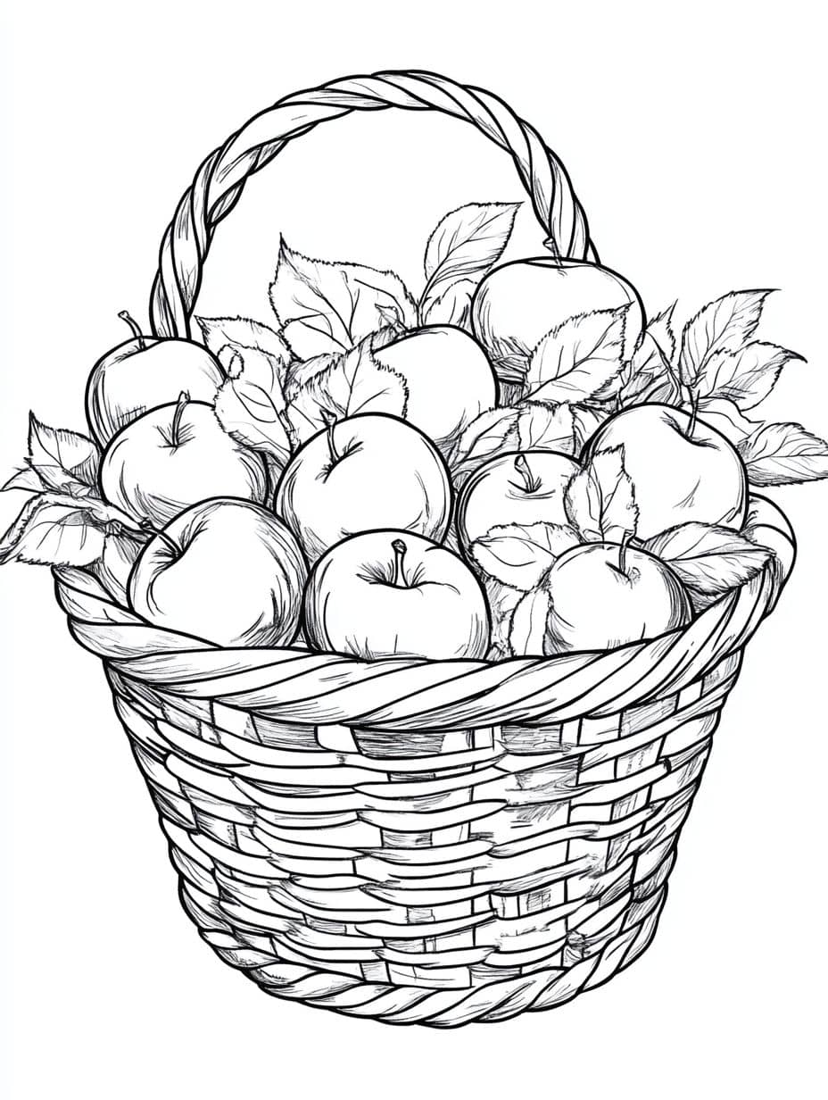 Coloriage Automne Panier De Fruits