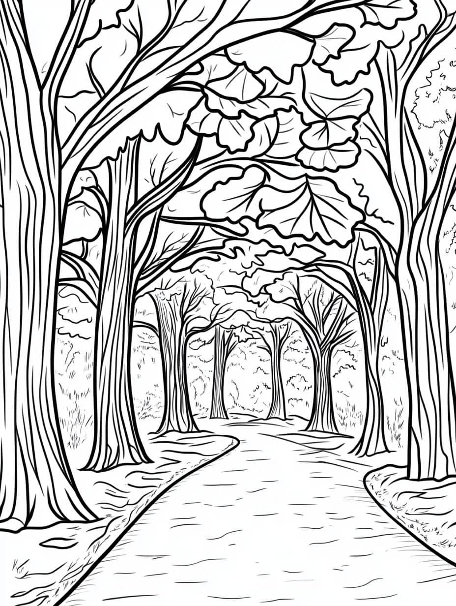 Coloriage Automne Route