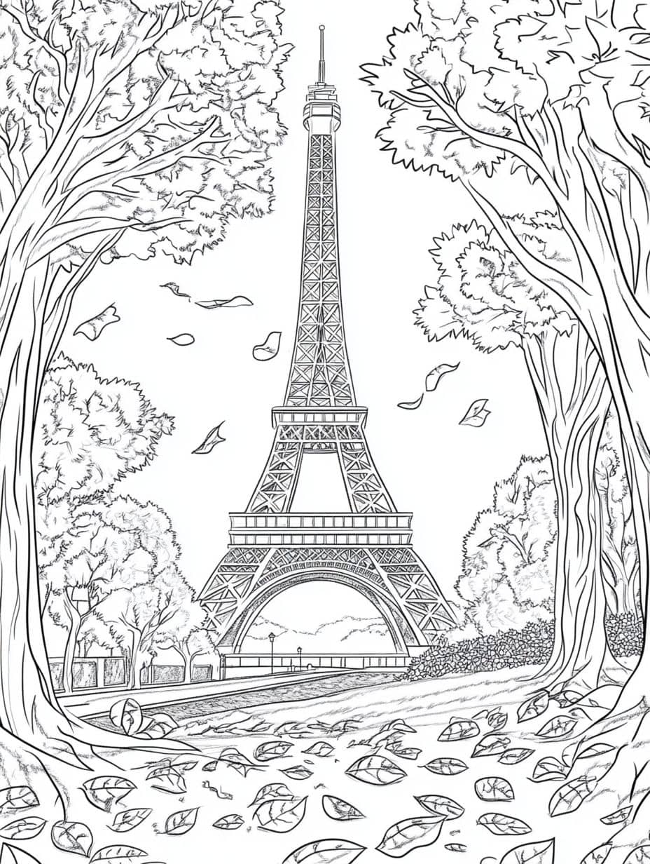 Coloriage Automne Tour