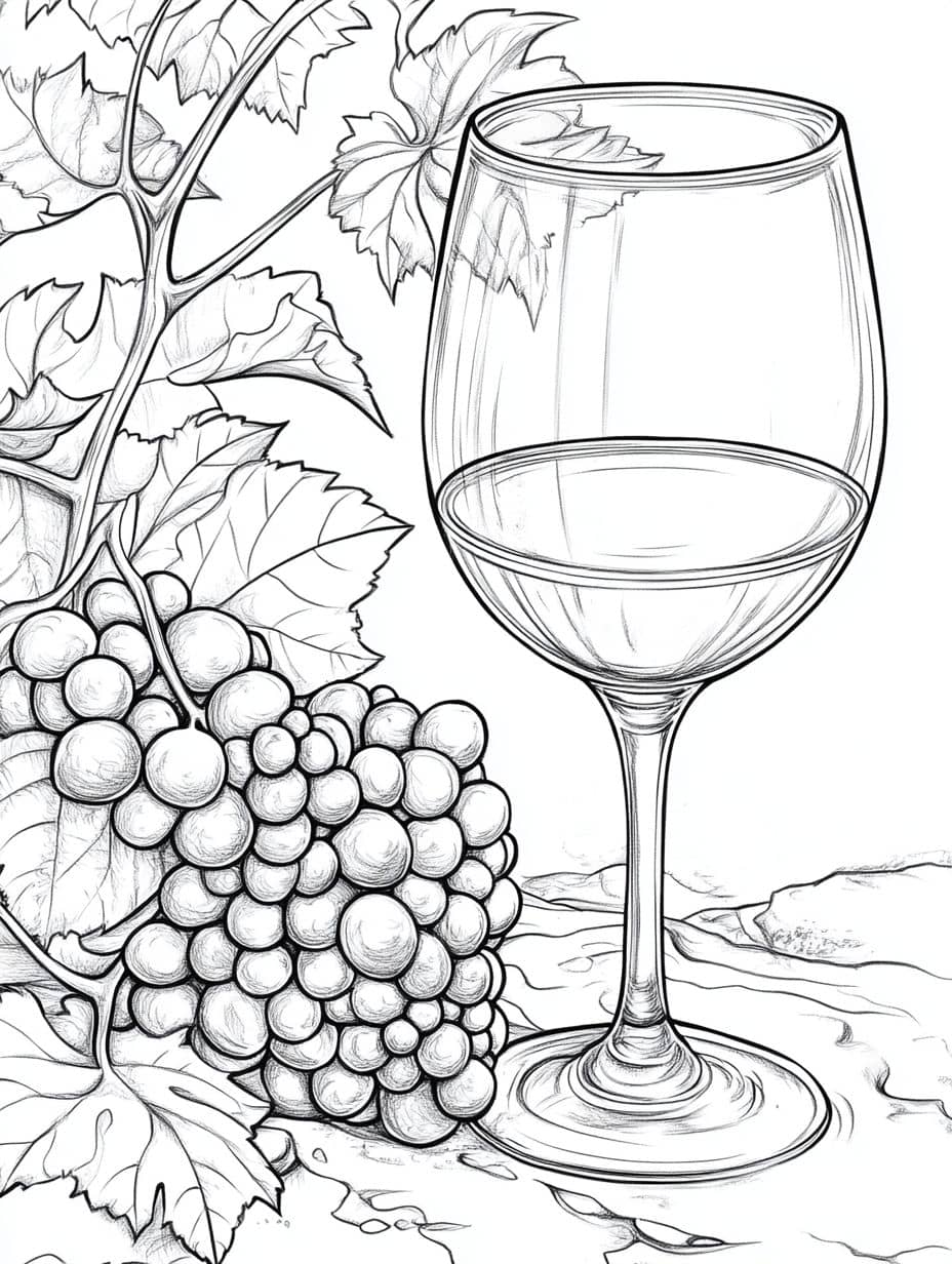 Coloriage Automne Verre De Vin