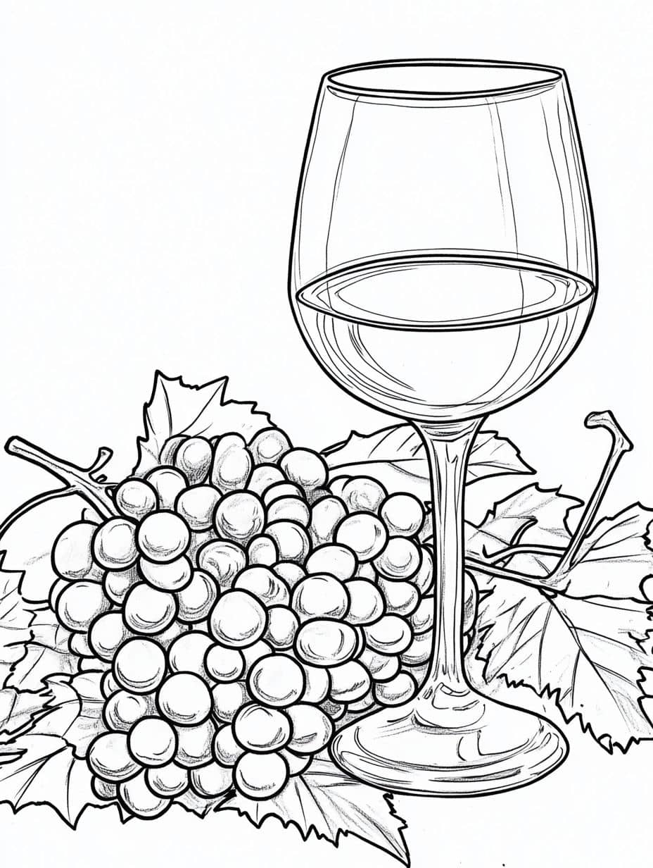 Coloriage Automne Vin De Raisin