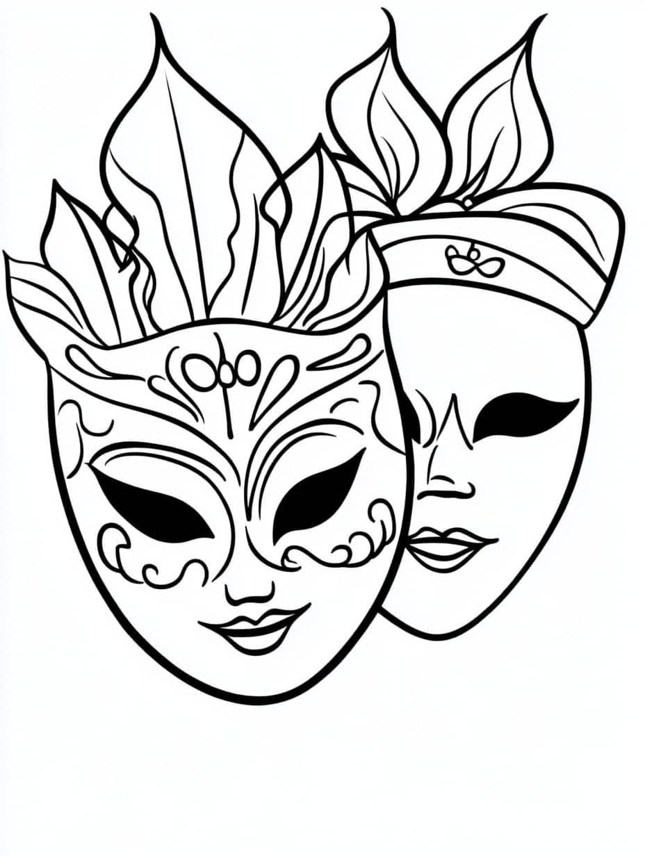 coloriage carnaval deux masques