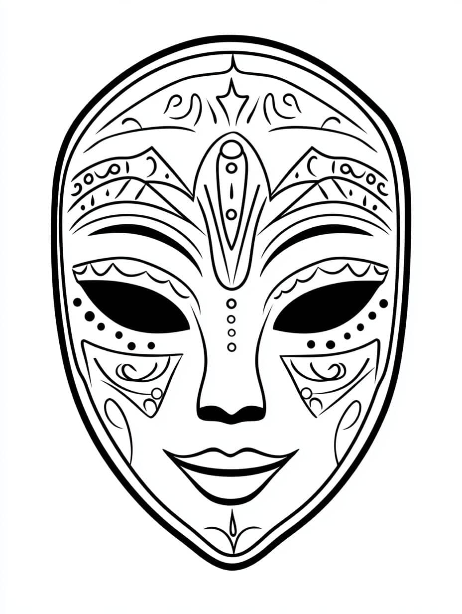 coloriage carnaval masque aux yeux noirs