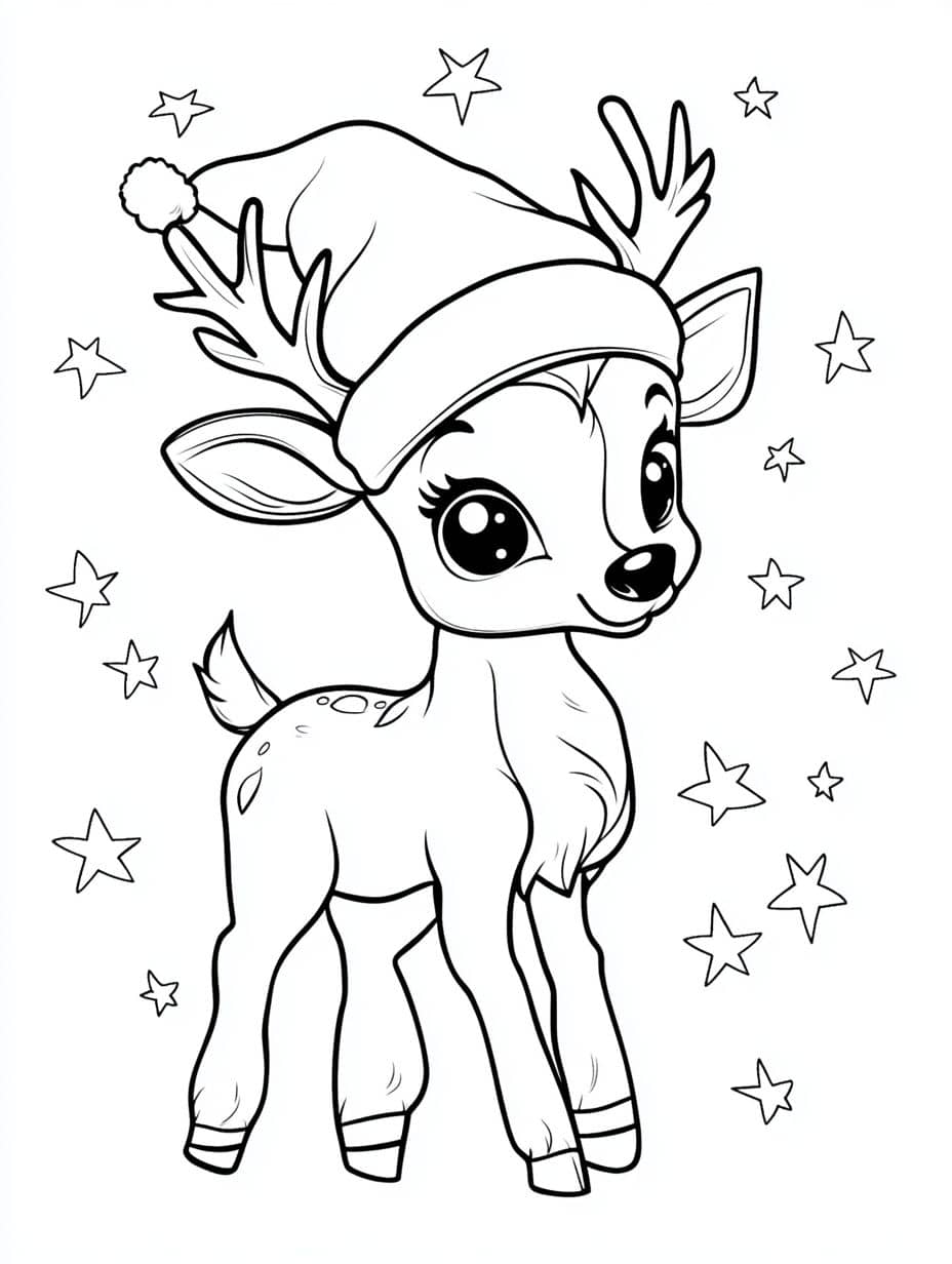 coloriage cerf de noel pour colorier