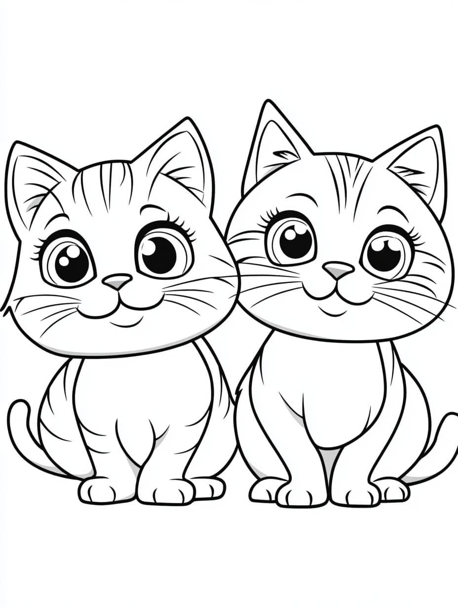 Coloriage Chat Deux Chats