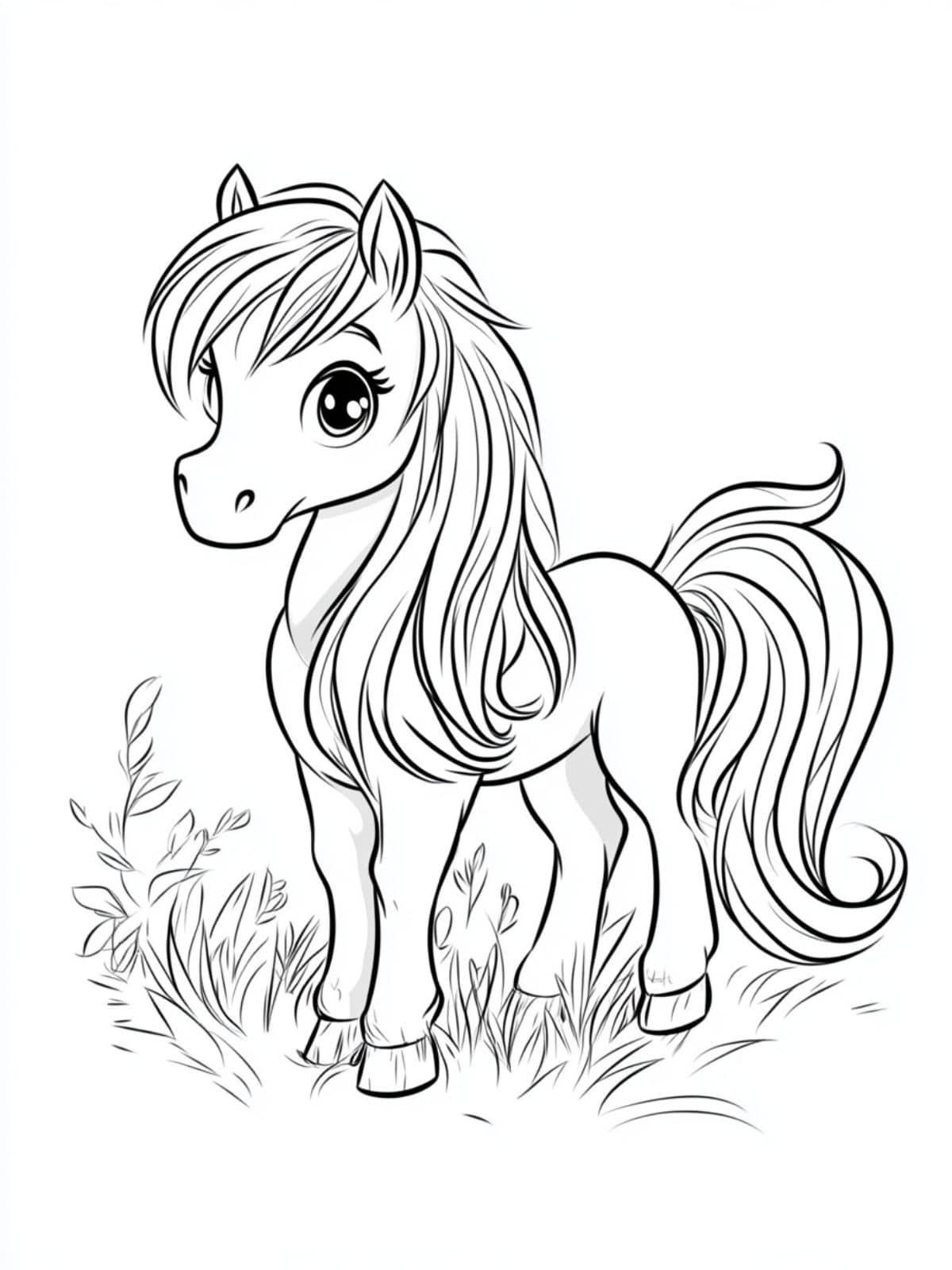 Coloriage Cheval Chibi A Longue Queue