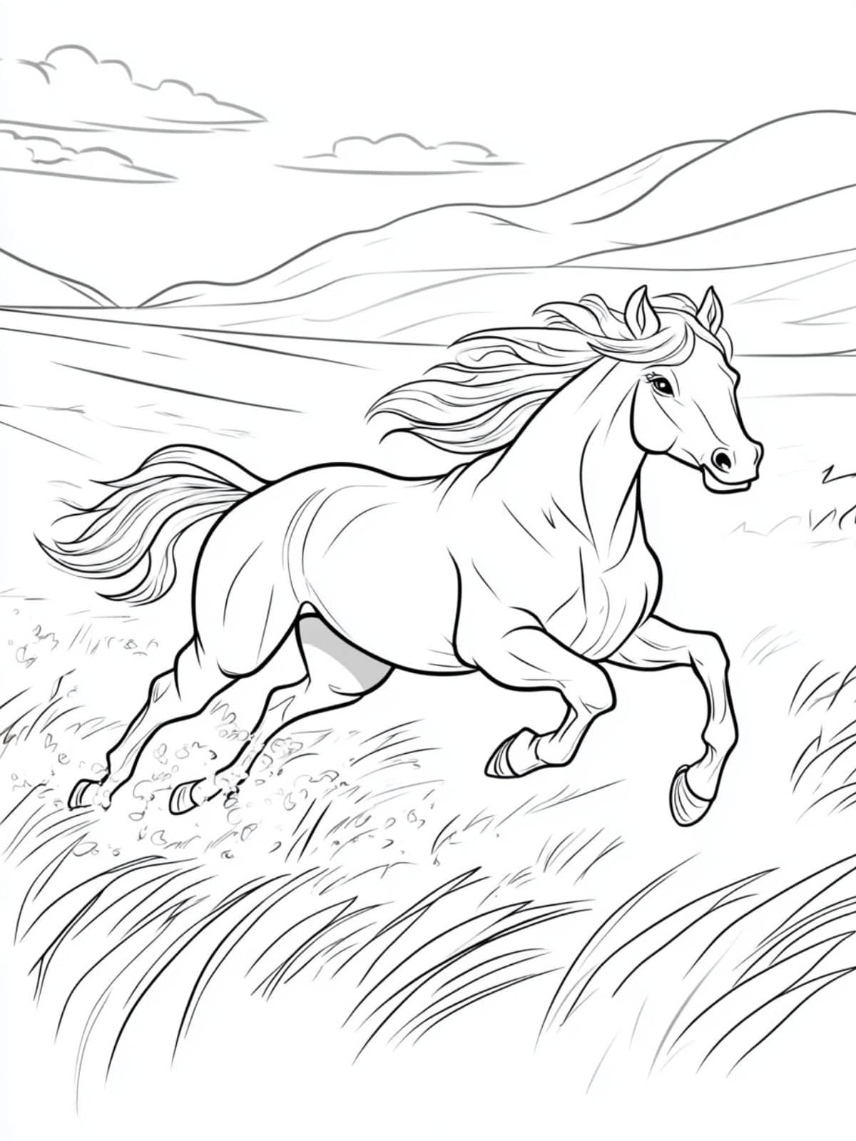 Coloriage Cheval Courir Dans Les Pres