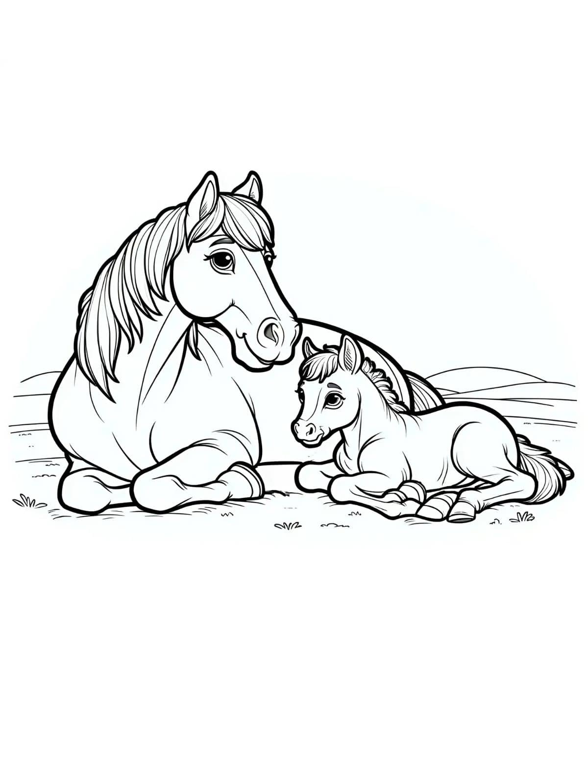 Coloriage Cheval Mere Et Poulain