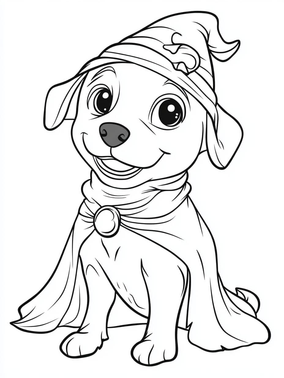 Coloriage Chien Chapeau Joli