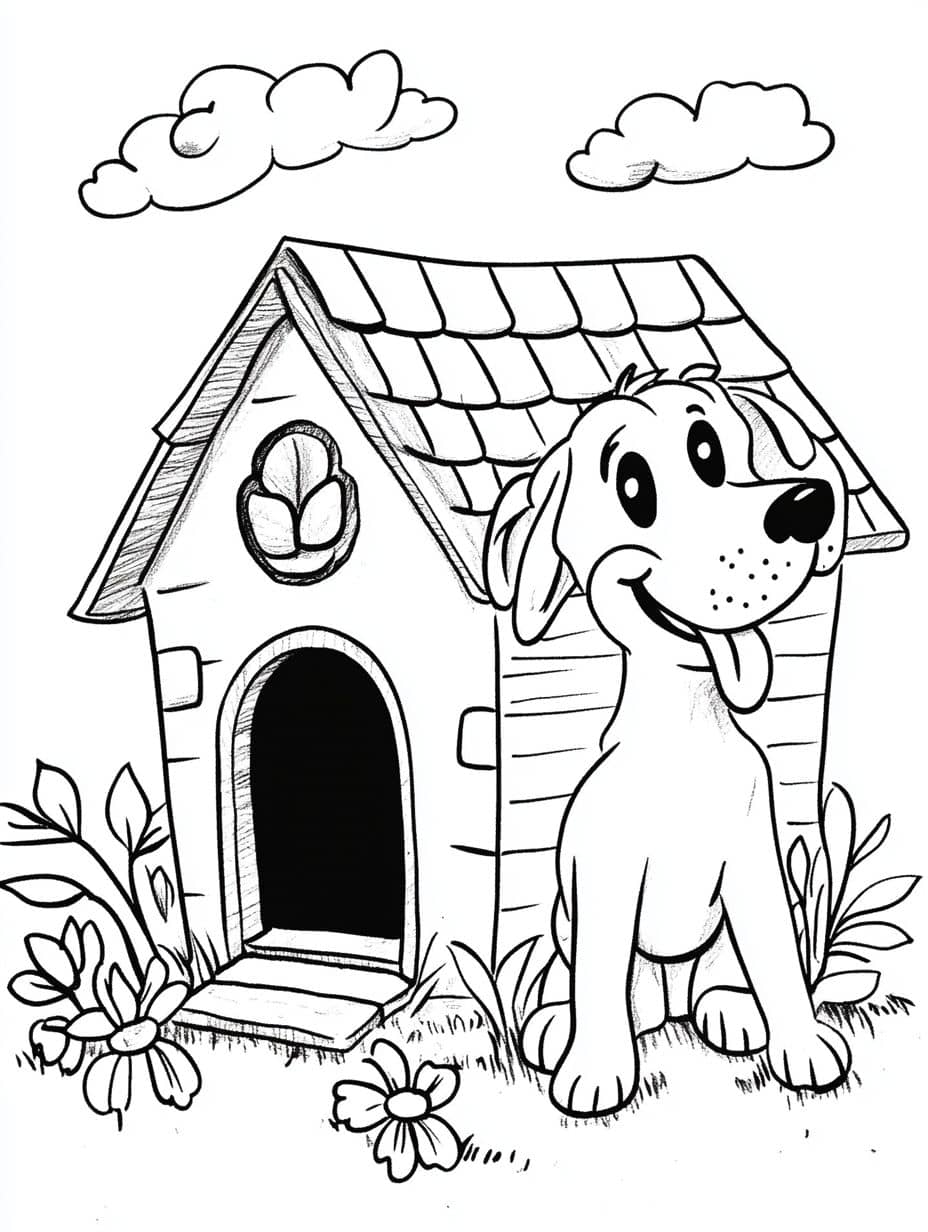 Coloriage Chien Et Maison