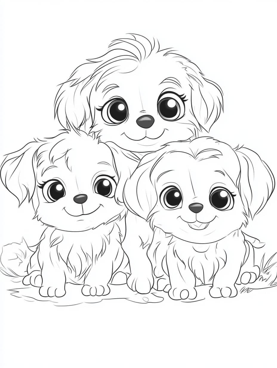 Coloriage Chien Petite Famille