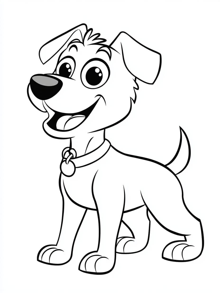 Coloriage Chien Simple Mignon