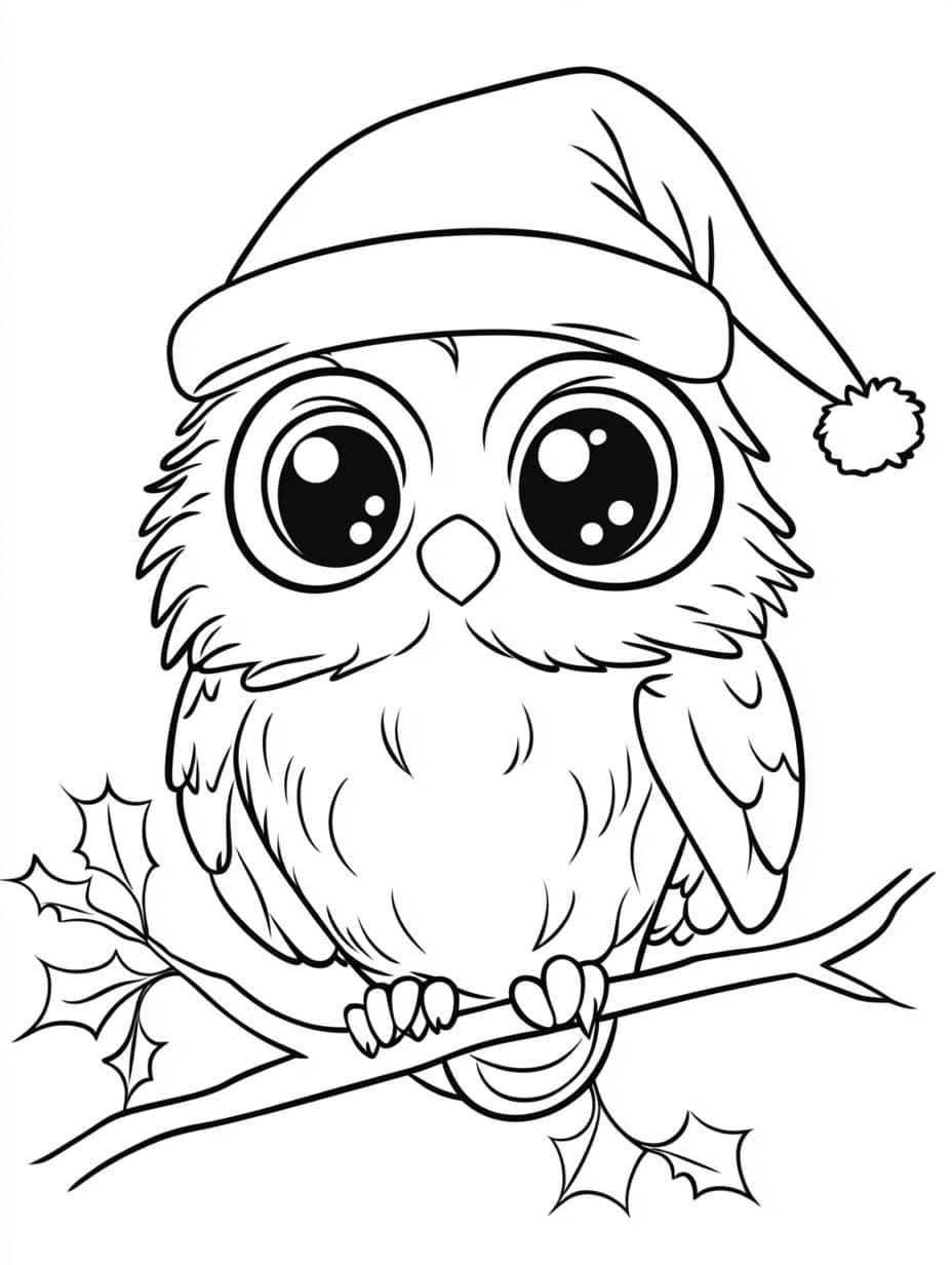 coloriage chouette de noel