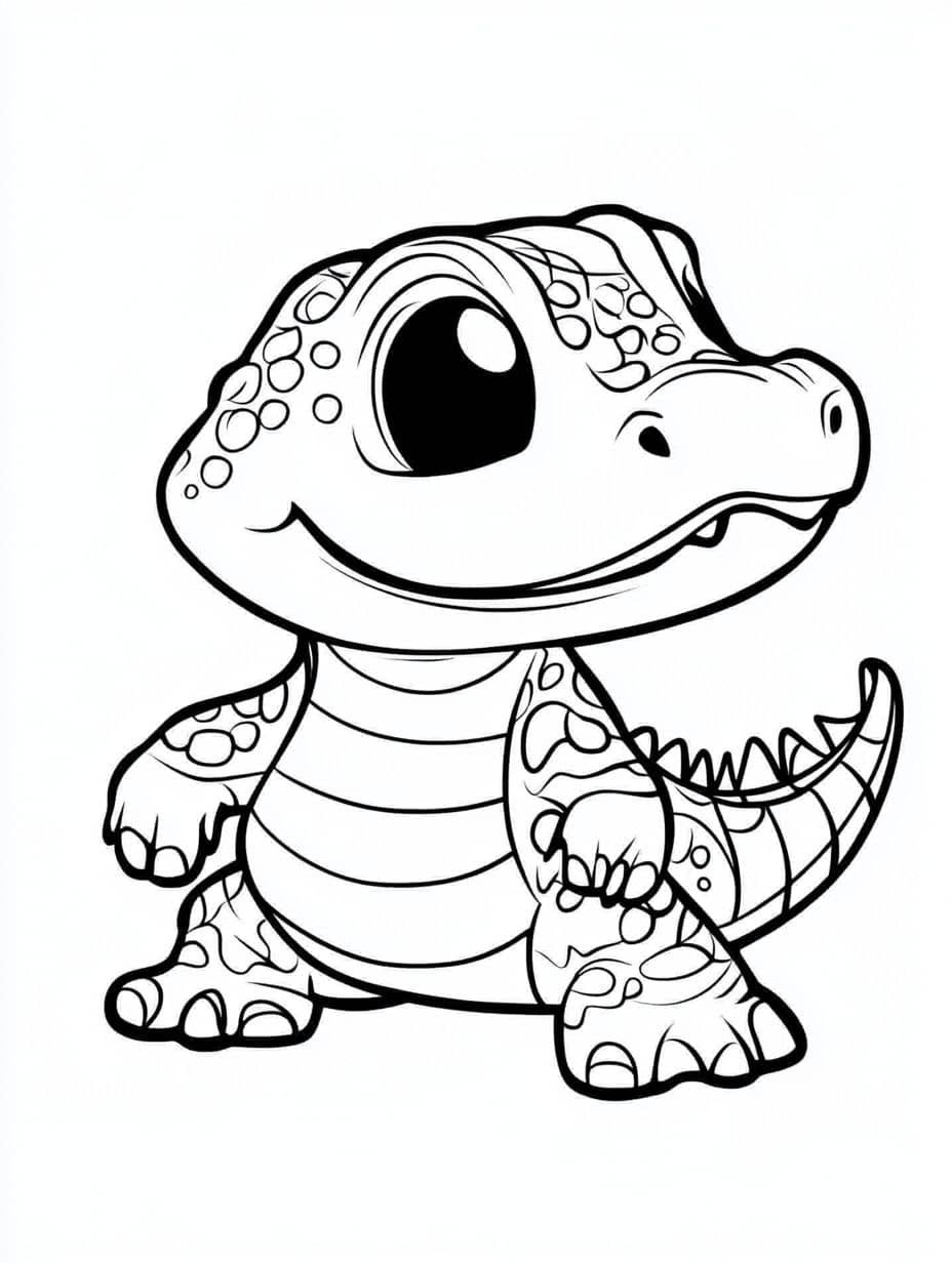 Coloriage Crocodile A Droite Mignon