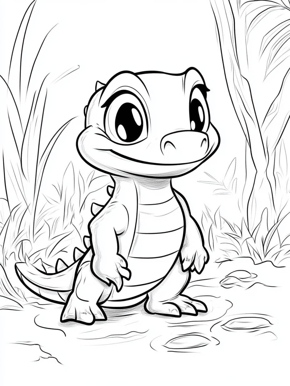 Coloriage Crocodile A Droite