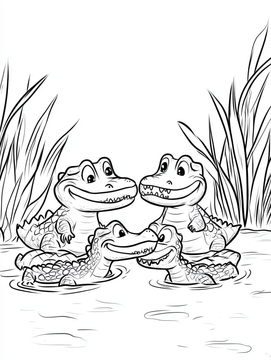 Coloriage Crocodile Au Bord Du Lac