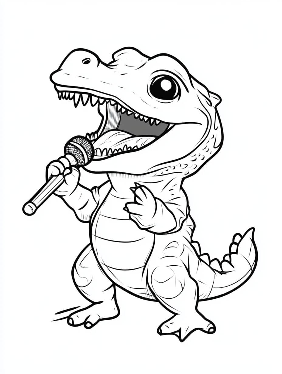 Coloriage Crocodile En Train De Chanter