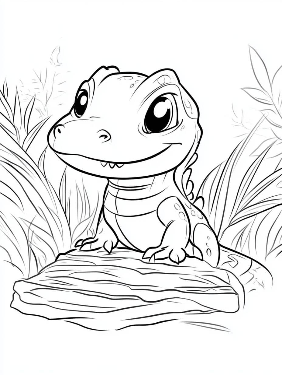 Coloriage Crocodile En Train De Jouer