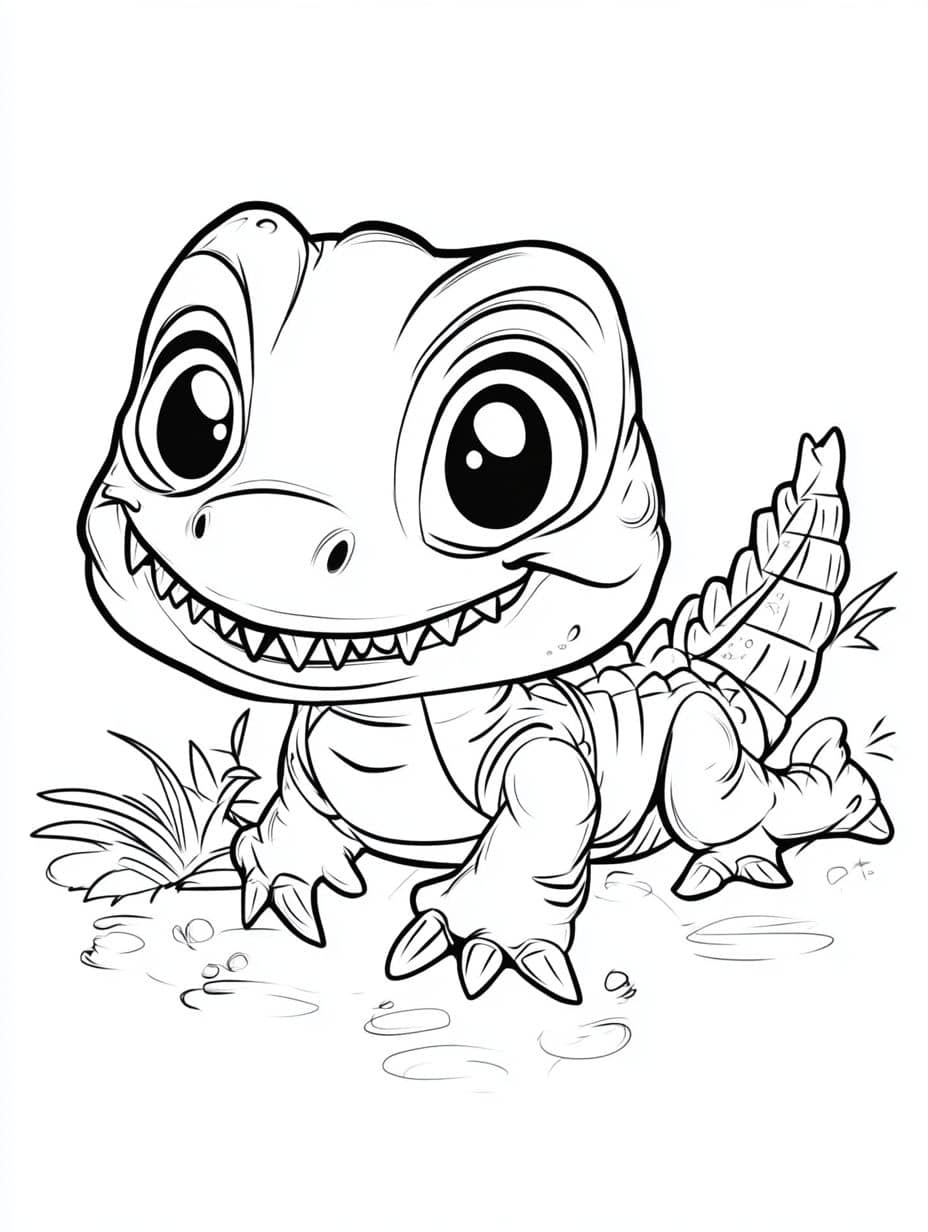 Coloriage Crocodile En Train De Rire