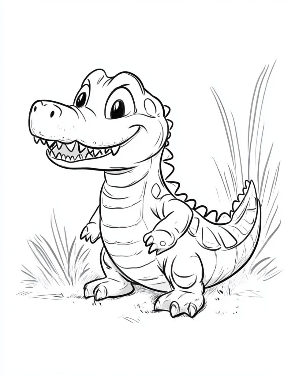 Coloriage Crocodile En Train De Se Tenir En Rire