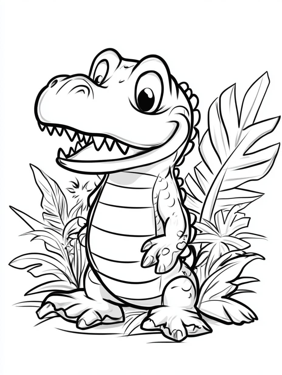 Coloriage Crocodile En Train De Se Tenir