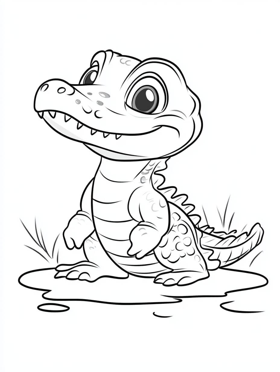 Coloriage Crocodile Facile