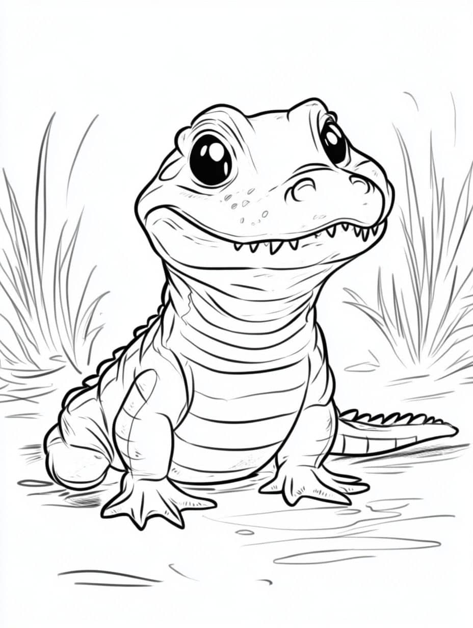 Coloriage Crocodile Simple