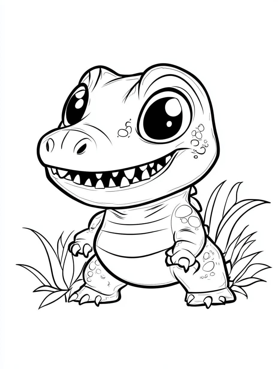 Coloriage Crocodile Sourire