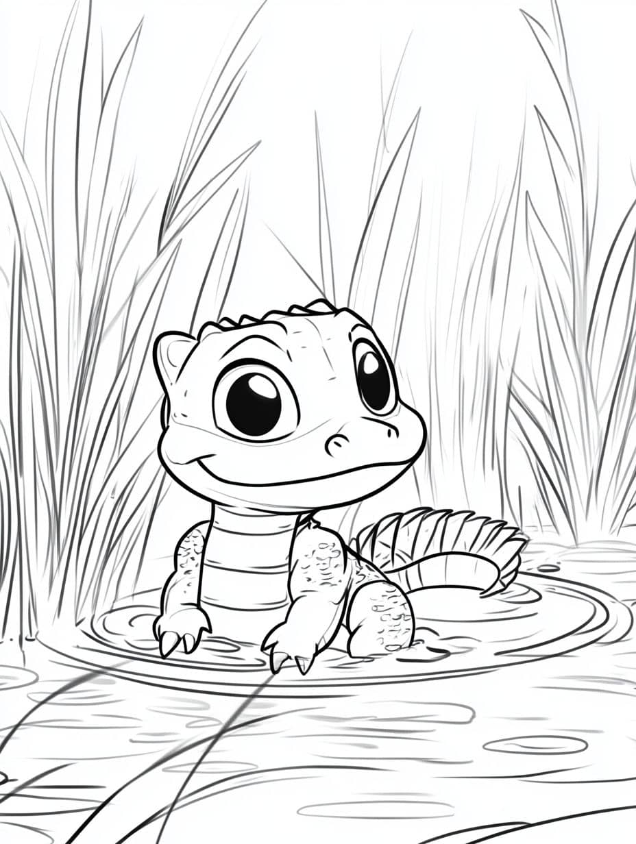 Coloriage Crocodile Yeux Ronds En Train De Rire