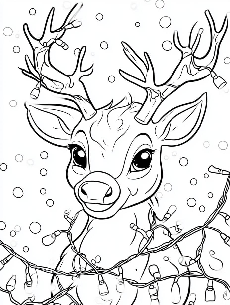 coloriage decorer de renne de noel pour colorier