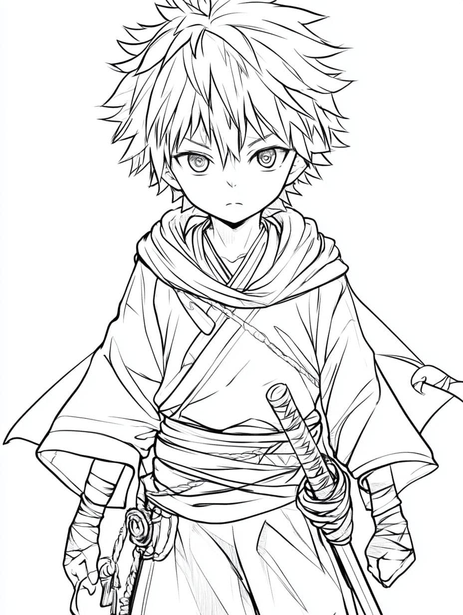 Coloriage Demon Slayer Jeune Chasseur De Demons Manga