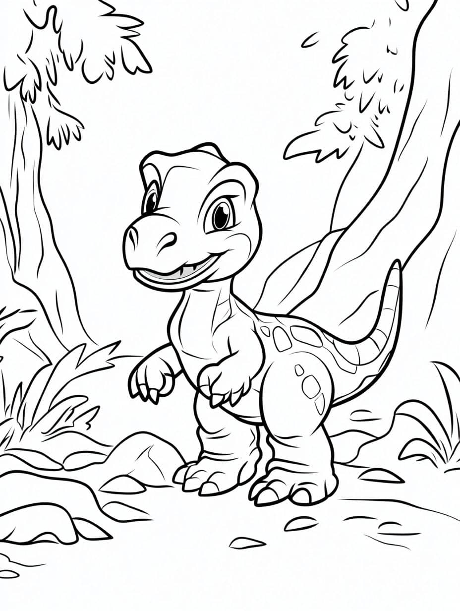 Coloriage Dinosaure A Gauche