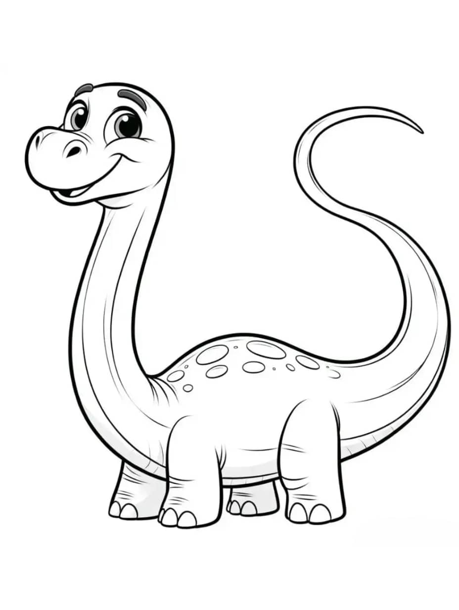 Coloriage Dinosaure A Longue Queue Joli