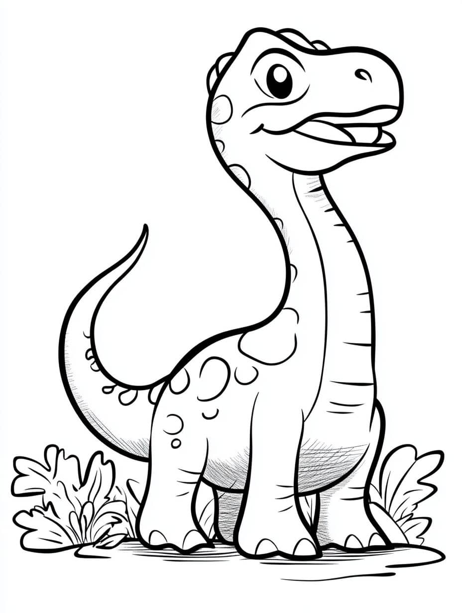 Coloriage Dinosaure A Longue Queue