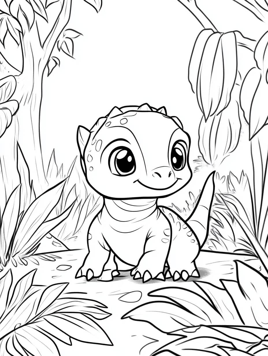 Coloriage Dinosaure Nain Mignon