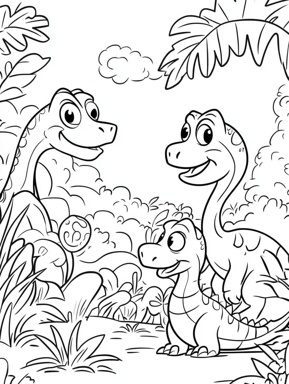 Coloriage Dinosaure Se Regardant