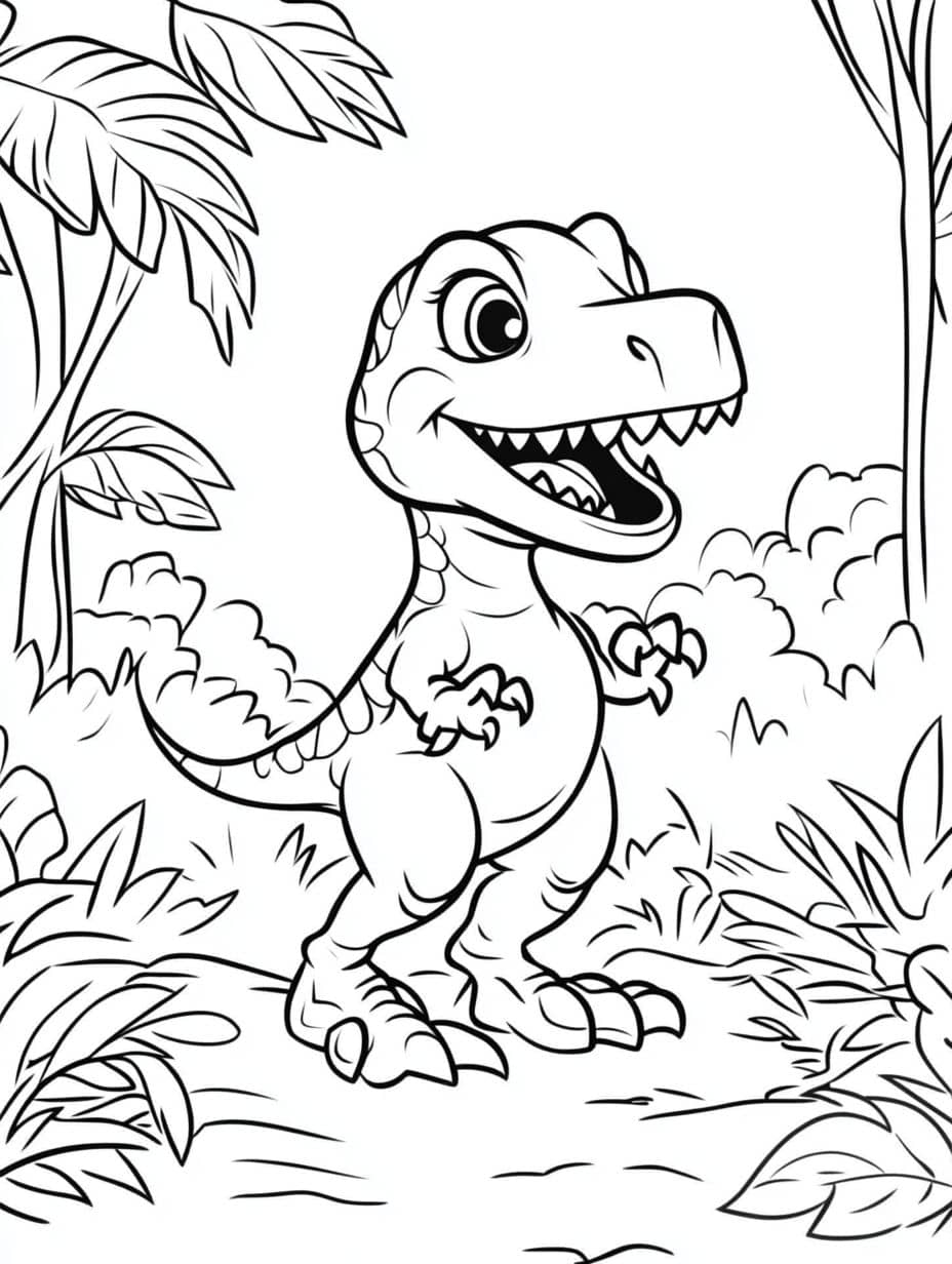 Coloriage Dinosaure Souriant