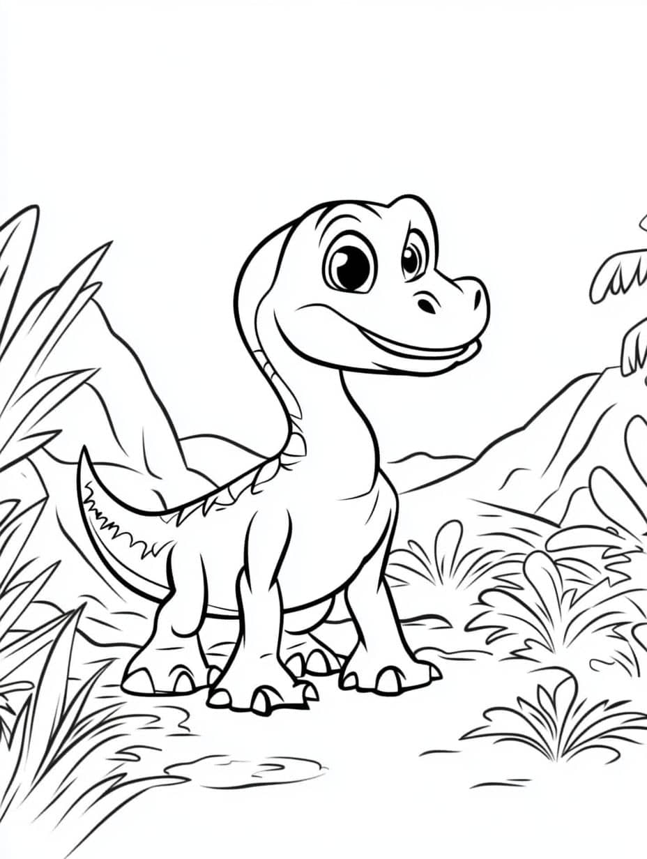 Coloriage Dinosaure Sourire