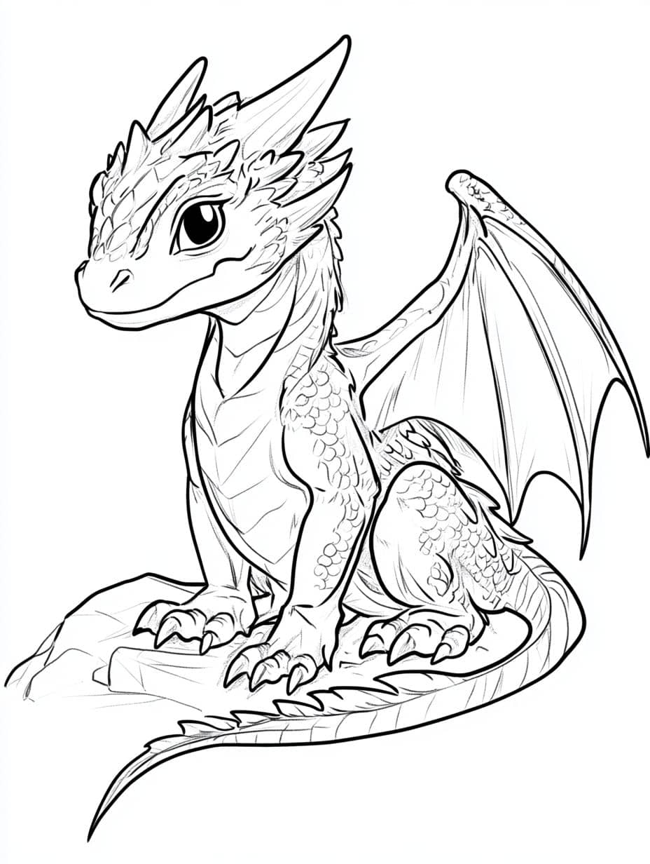 coloriage dragon avec ailes