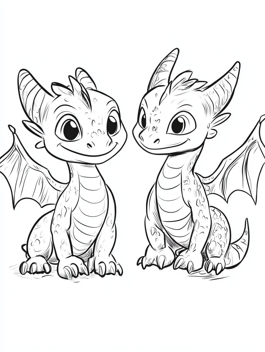 coloriage dragon twin